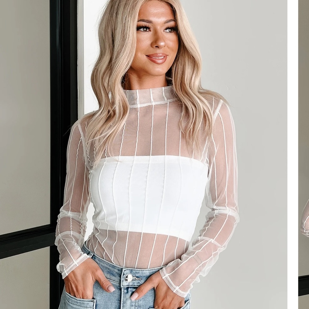 Command The Room Striped Mesh Bodysuit